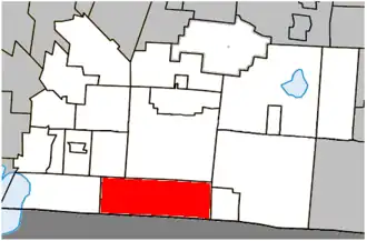 Location within Brome-Missisquoi Regional County Municipality.