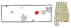 Location in شهرستان گنوا، آلاباما and the state of آلاباما