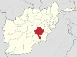 موقعیت ولایت غزنی روی نقشهٔ افغانستان