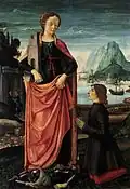 Saint Barbara crushing her infidel father, with a kneeling donor, اثر دومنیکو گرلاندایو، ح. 1473