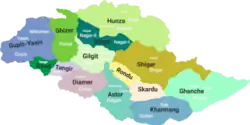نقشهٔ ناحیهٔ غذر در گلگت-بلتستان. اِشکومِن به اشتباه درون ناحیهٔ گوپیس-یاسین نشان داده شده است.