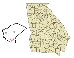 Location in Glascock County and the state of جورجیا