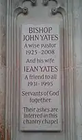 Memorial to Bishop John Yates