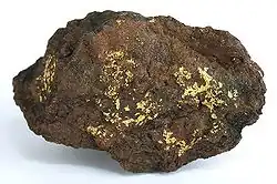 Gold on هماتیت from the old Dutchman Mine near Bouse