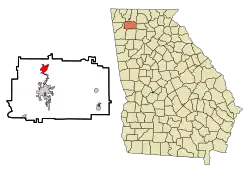 Location in Gordon County and the state of جورجیا
