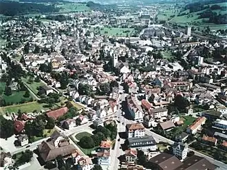 Gossau city center from the air