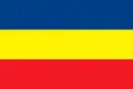 A horizontal tricolor with (from top to bottom) blue, yellow, and red bands.