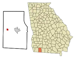 Location in Grady County and the state of جورجیا