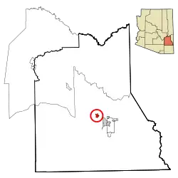 Location in Graham County and the state of آریزونا