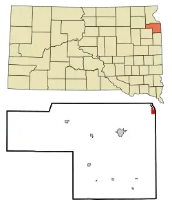 Location in Grant County and the state of داکوتای جنوبی