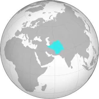 دولت یونانی بلخ در بزرگ‌ترین گستره خود در سال ۱۷۰ پ. م.