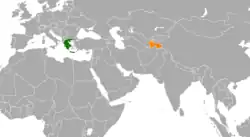 نقشهٔ مکان‌نمای Greece و Tajikistan