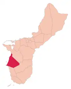 Location of Agat within the Territory of Guam.