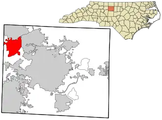 Location in شهرستان گیلفرد، کارولینای شمالی and the state of کارولینای شمالی.