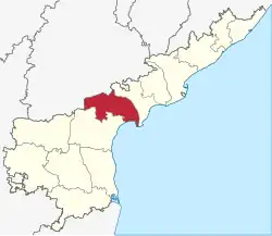 Location of Guntur district in Andhra Pradesh