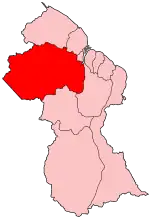 Map of Guyana showing Cuyuni-Mazaruni region