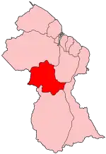 Map of Guyana showing Potaro-Siparuni region