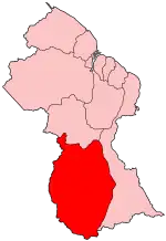 Map of Guyana showing Upper Takutu-Upper Essequibo region