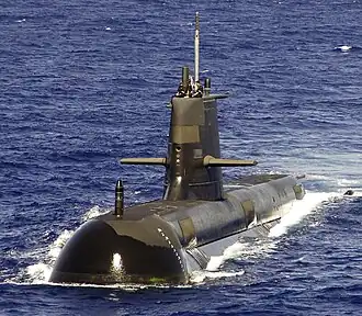 HMAS Rankin (SSG 78), sixth submarine of the Collins class, underway in 2006