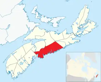 Location of Halifax County in نوا اسکوشیا