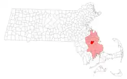 Location in Plymouth County in Massachusetts