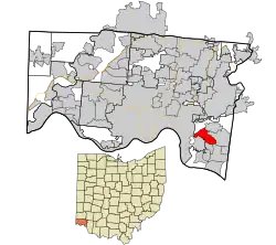 Location in Hamilton County and the state of اوهایو.