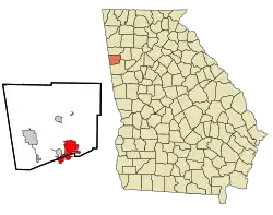 Location in Haralson County and the state of جورجیا