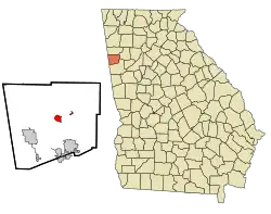 Location in Haralson County and the state of جورجیا