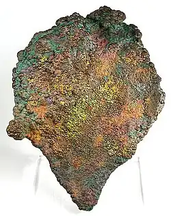 Oxidized botryoidal هماتیت with a distinctive multi-colored patina, from Crowders Mountain Iron Prospect near Kings Mountain