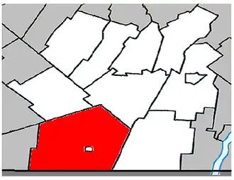 Location within Les Jardins-de-Napierville Regional County Municipality.