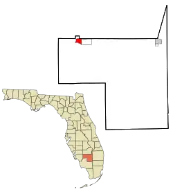Location in Hendry County and the state of فلوریدا