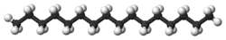 Ball and stick model of hexadecane