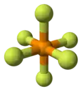 Ball-and-stick model of the hexafluorophosphate anion