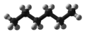 Ball and stick model of hexane