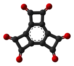 Ball and stick model of hexaoxotricyclobutabenzene