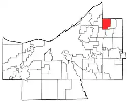 Location of Highland Heights in Cuyahoga County