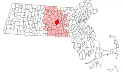 Location in Worcester County in Massachusetts