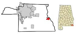 Location in Houston County and the state of آلاباما