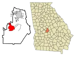 Location in Houston County and the state of جورجیا