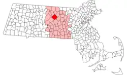Location in Worcester County in Massachusetts