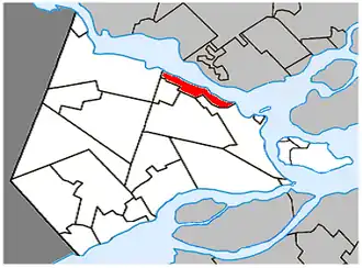 Location within Vaudreuil-Soulanges Regional County Municipality.