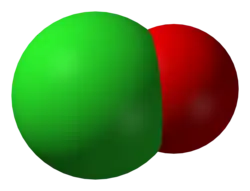 Space-filling model of the hypochlorite anion