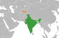 نقشهٔ مکان‌نمای India و Tajikistan