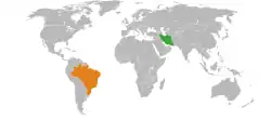 نقشهٔ مکان‌نمای Iran و Brazil