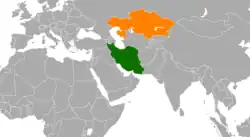 نقشهٔ مکاننمای Iran و Kazakhstan