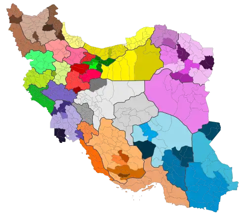 نقشه شهرستان(های) تحت پوشش هر دانشگاه یا دانشکدهٔ علوم پزشکی در ایران