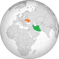 نقشهٔ مکان‌نمای Iran و Ukraine