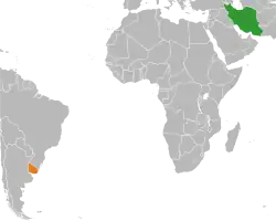 نقشهٔ مکاننمای Iran و Uruguay