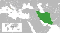 نقشهٔ مکان‌نمای Iran و Vatican City