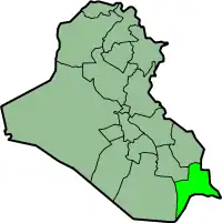 جایگاه استان بصره در نقشهٔ عراق